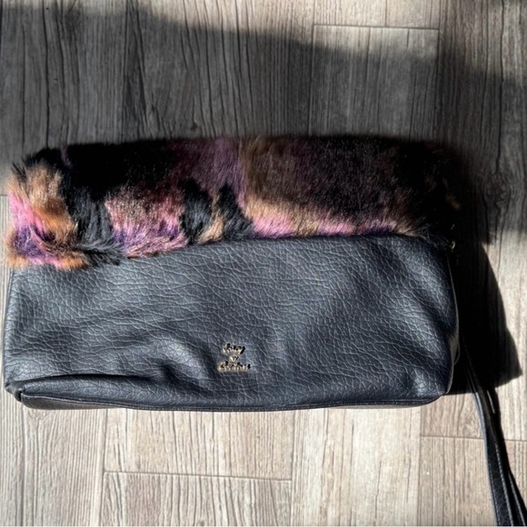 Juicy Couture Faux Fur Clutch with Black Faux Leather Strap - Picture 5 of 7